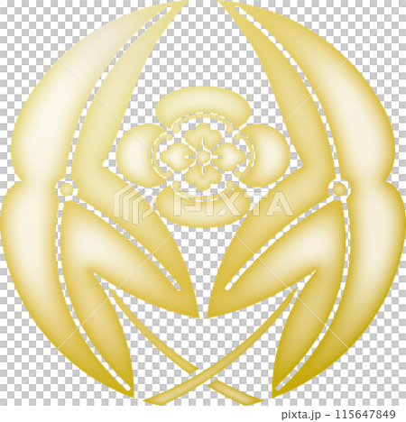家紋　抱き葉沢瀉に木瓜【金色】 115647849