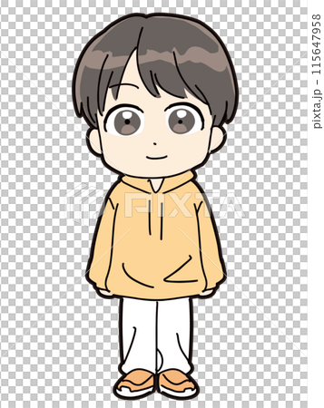 笑顔で立っている私服&パーカーの若い男性(全身・正面) 笑顔で立っている私服&パーカーの若い男性(全身・正面) 115647958
