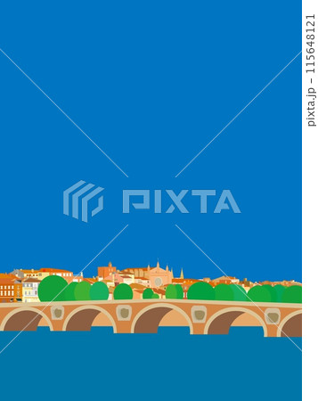 トゥールーズ　toulouse　ポンヌフ　pont neuf　ガロンヌ川　フランス 115648121