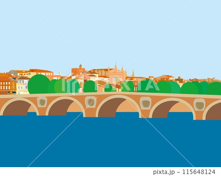 トゥールーズ　toulouse　ポンヌフ　pont neuf　ガロンヌ川　フランス 115648124