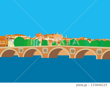 トゥールーズ　toulouse　ポンヌフ　pont neuf　ガロンヌ川　フランス 115648125