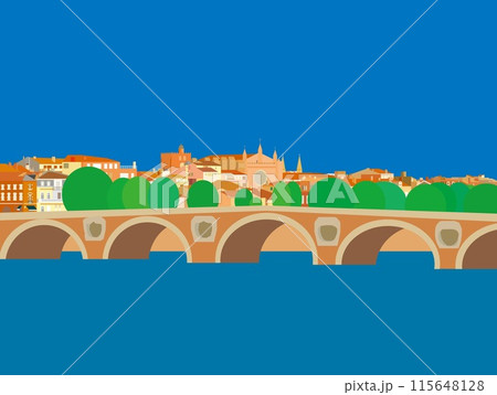 トゥールーズ　toulouse　ポンヌフ　pont neuf　ガロンヌ川　フランス 115648128