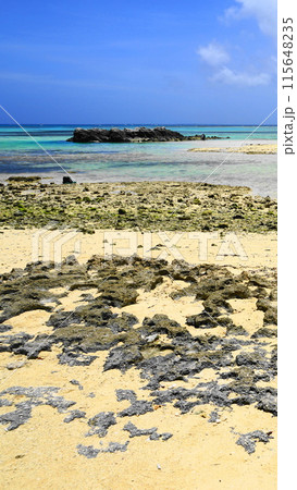 真夏の青い海と空　7月竹富島04星砂カイジ浜・竹富島・沖縄八重山諸島V9.16 115648235