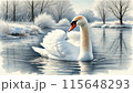 冬の湖で泳ぐ白鳥 115648293