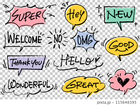 A set of speech bubbles and messages. 115648395
