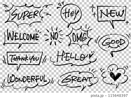 一組語音氣泡和訊息。 一組語音氣泡和訊息。 115648397