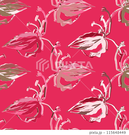 Textile floral seamless pattern. Doodle 3d botanical wallpaper. Organic background. Summer natural vector illustration. Textile floral seamless pattern. Doodle 3d botanical wallpaper. Organic background. Summer natural vector illustration. 115648449