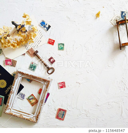 切手とフレームと花 115648547