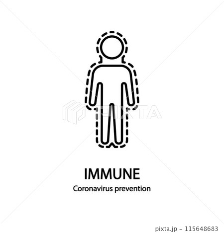 Immune icon. Thin linear immune outline icon...のイラスト素材 [115648683] - PIXTA