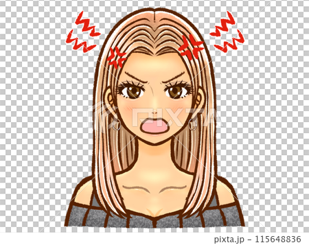 Illustration material 2 of a blonde long-haired dark-skinned gal adult woman Illustration material 2 of a blonde long-haired dark-skinned gal adult woman 115648836