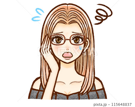 金髪ロングヘアーの眼鏡ギャル大人女性のイラスト素材 金髪ロングヘアーの眼鏡ギャル大人女性のイラスト素材 115648837
