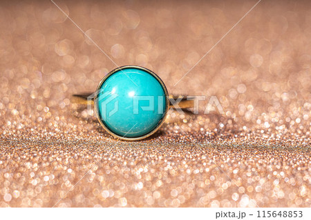Yellow gold ring with turquoise 115648853