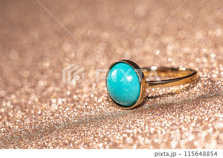 Yellow gold ring with turquoise 115648854