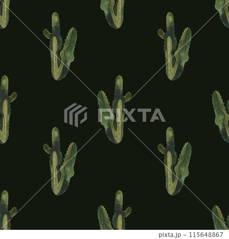 Cacti. Seamless watercolor pattern for wrapping paper, wallpaper and textiles. Cacti. Seamless watercolor pattern for wrapping paper, wallpaper and textiles. 115648867