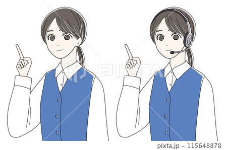 指差しで案内する女性のセット 115648878