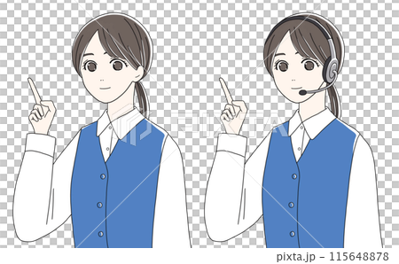 指差しで案内する女性のセット 115648878