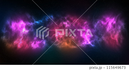 宇宙空間  カラフルな星雲イメージ素材 115649673