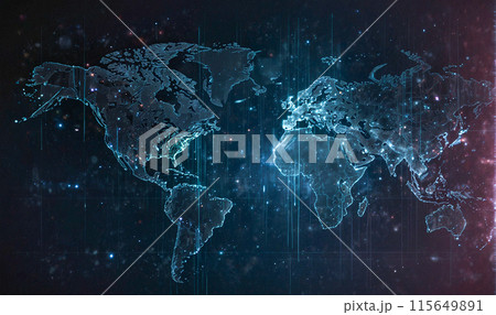 デジタルの世界地図 サイバー空間 テクノロジー 115649891