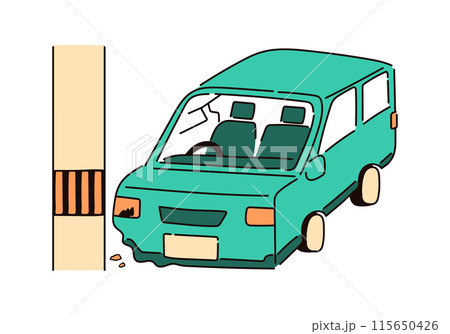電柱にぶつかる自動車のイラスト 115650426