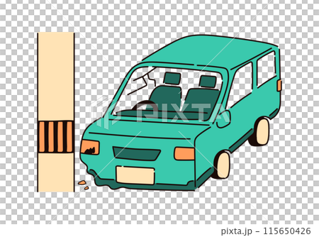 汽車撞上電線桿的插圖 汽車撞上電線桿的插圖 115650426