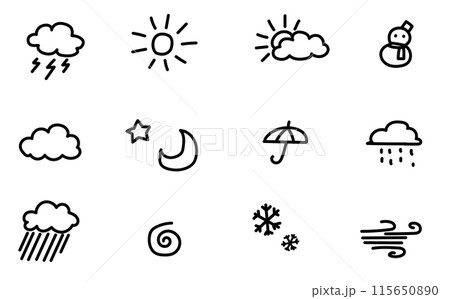 天気のイラスト記号セット 115650890