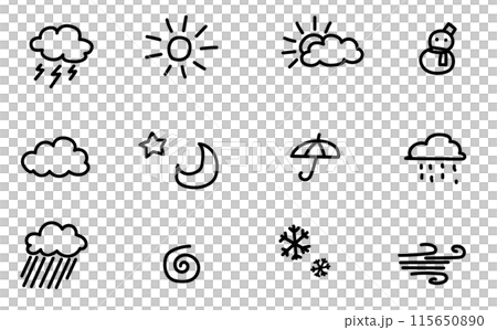 天気のイラスト記号セット 115650890