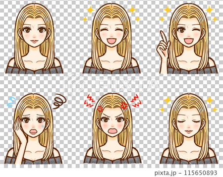 Illustration material set of stylish blonde adult gal women 115650893