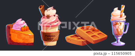 Pumpkin spice drink and food set 115650905