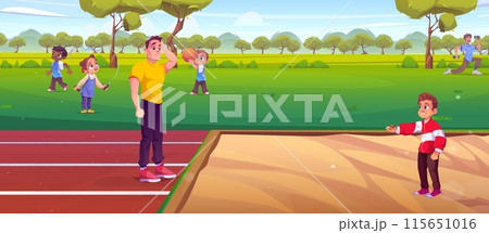 Father and son exploring nature together 115651016