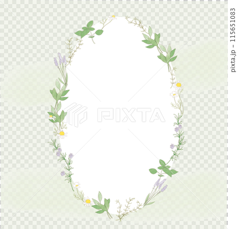A circular frame made of herbs A circular frame made of herbs 115651083