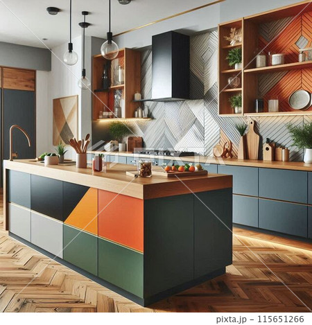 北欧風カウンターキッチン 115651266