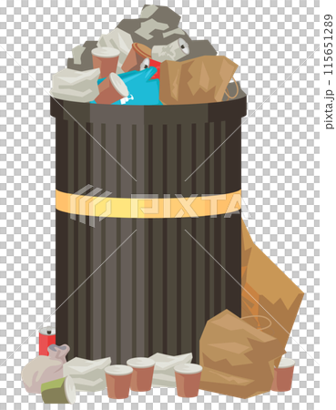 ゴミ収集所にゴミが溜まってあふれ出すイラスト素材 ゴミ収集所にゴミが溜まってあふれ出すイラスト素材 115651289
