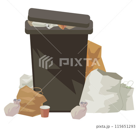 ゴミ収集所が満杯になったイラスト素材 115651293