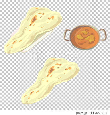 インドでおなじみのカレーとナンのセット 115651295