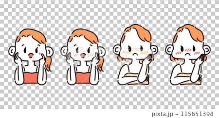 様々な肌悩みを抱える女性のイラストセット 115651398