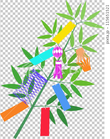 七夕裝飾竹枝插畫 七夕裝飾竹枝插畫 115651521