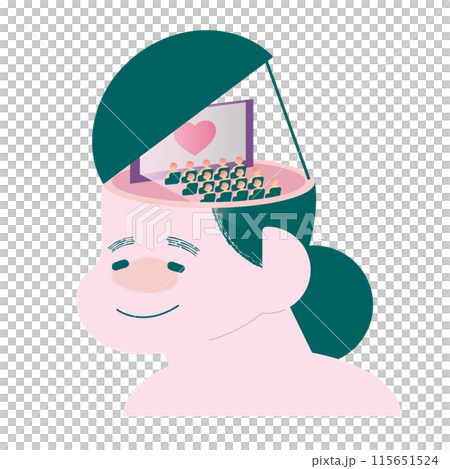 一張幸福的臉,充滿了樂趣和幸福的回憶 一張幸福的臉,充滿了樂趣和幸福的回憶 115651524