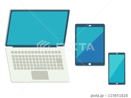 パソコンとスマホとタブレットフラットイラストセット 115651828