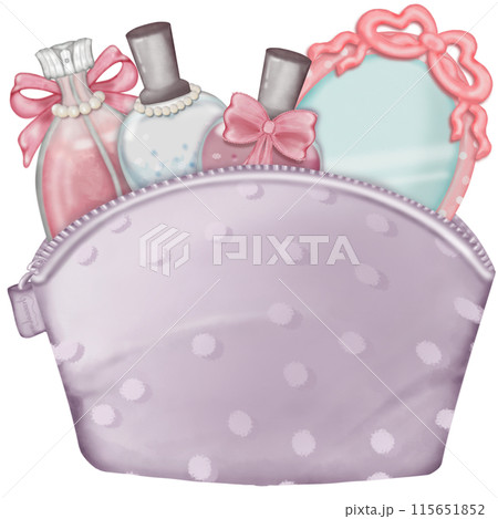 Cosmetic bag light purple polka dot hand drawn,Ladies Purse With Cosmetics. 115651852