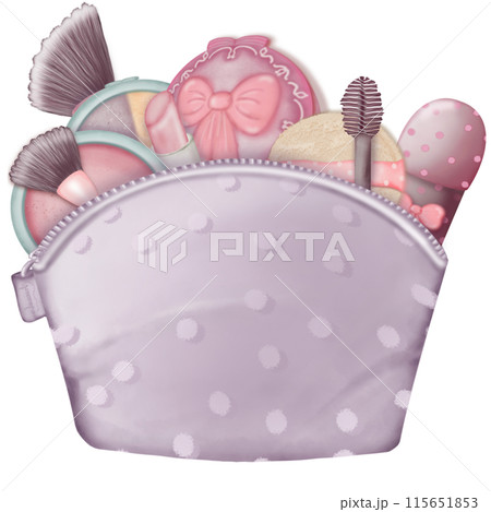 Cosmetic bag light purple polka dot hand drawn,Ladies Purse With Cosmetics. 115651853