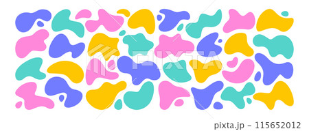 Set of neon gradient irregular liquid blobs or freeform organic abstract shapes 115652012