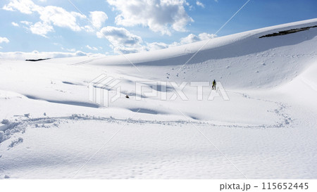 スノーシュートレッキングのイメージ　鳥取砂丘の雪景色  115652445