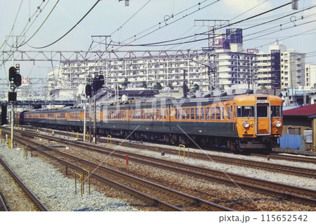 緑色の帯のグリーン車を含む153系急行「東海・ごてんば」、相鉄・平沼橋にて、1981年7月25日 115652542