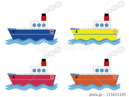シンプルでかわいい「四色四隻の船」 115653105