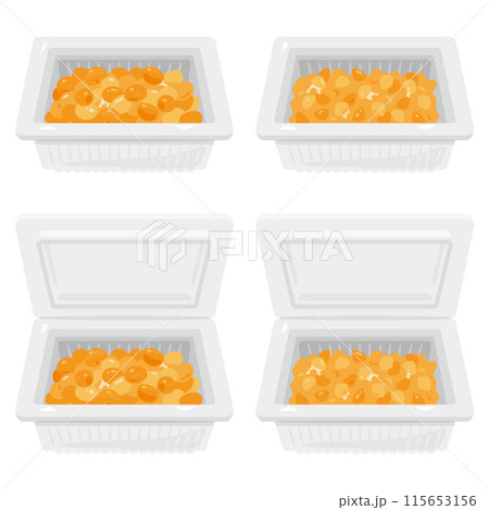 パックに入った粒納豆とひきわり納豆 115653156