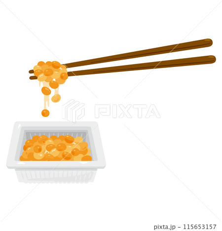 糸を引くパック入りの納豆 115653157
