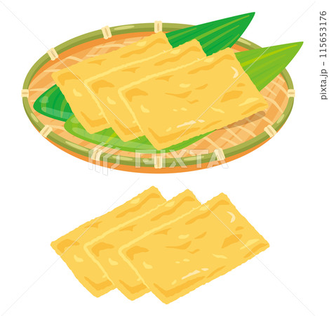 ザルに盛られた油揚げ 115653176