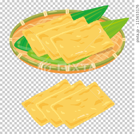 ザルに盛られた油揚げ 115653176