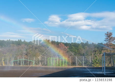 放水と虹 放水と虹 115653198