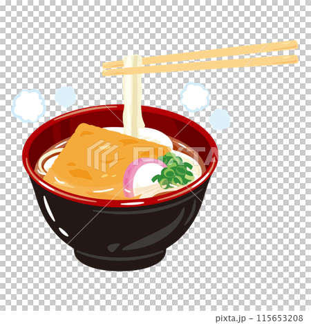 Kitsune udon with the noodles lifted Kitsune udon with the noodles lifted 115653208